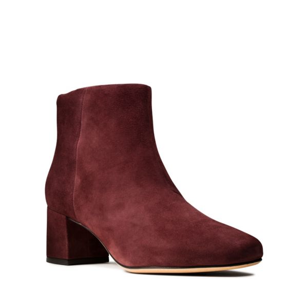 Clarks Womens Sheer Flora Ankle Boots Burgundy | UK-6504918